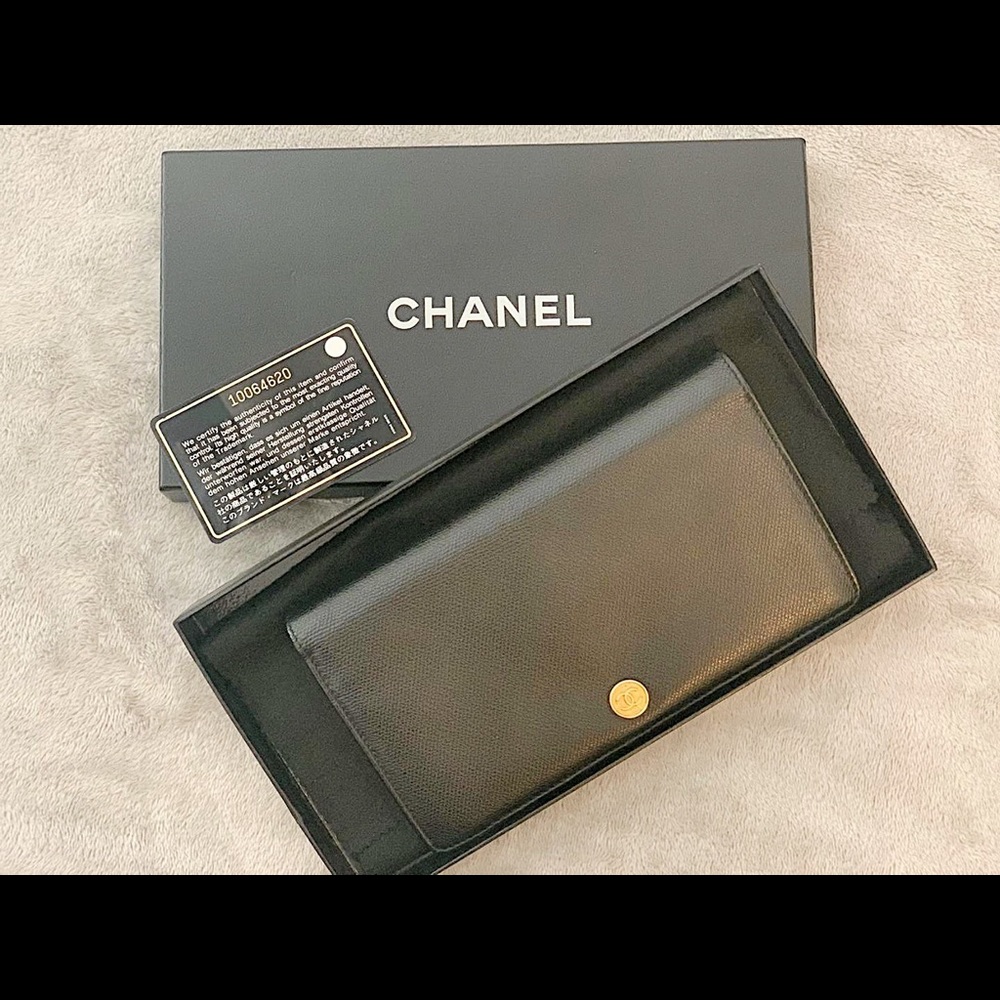 SOLD Chanel Grained Calfskin CC Button Yen Wallet